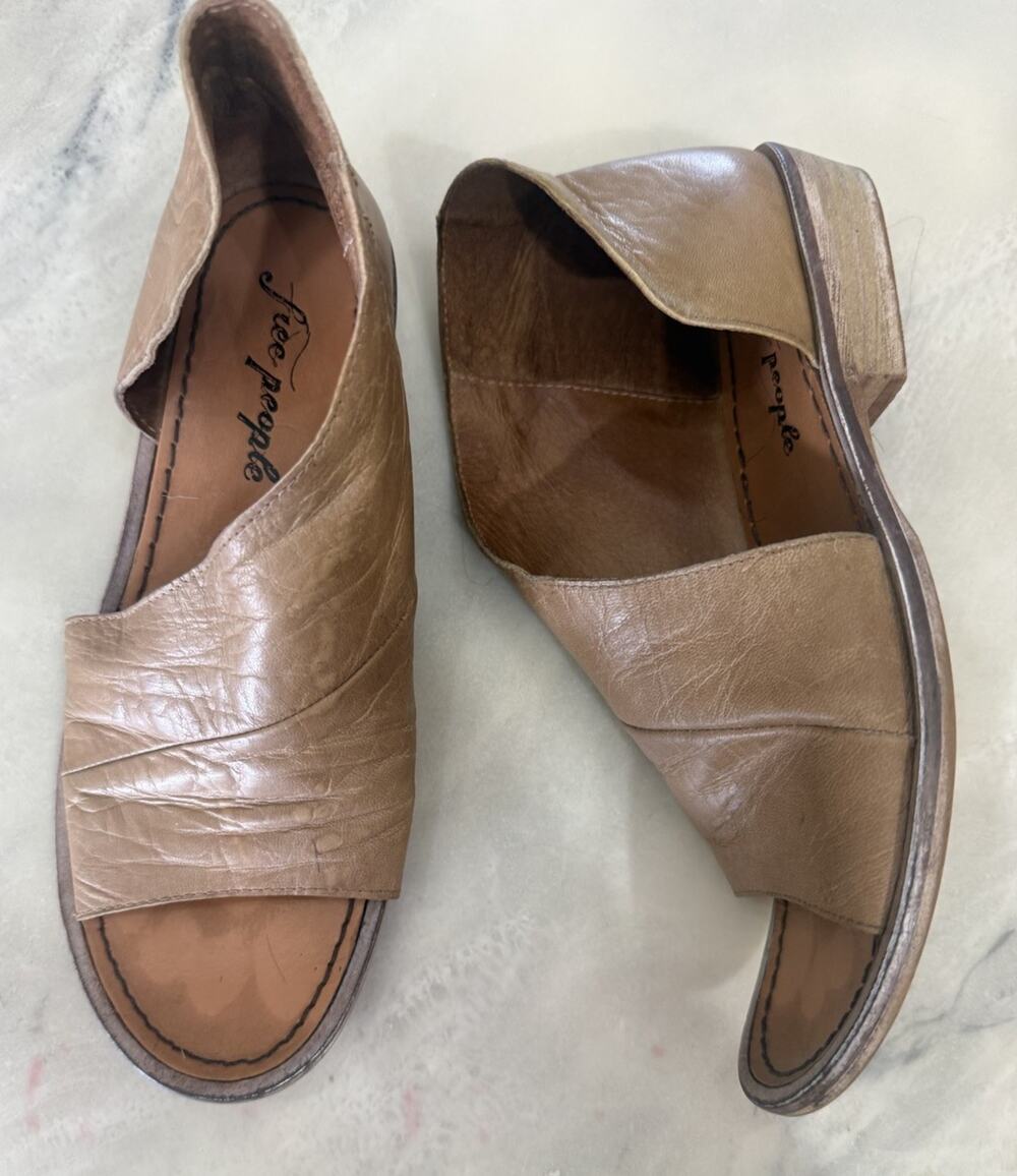 Free People Mont Blanc Sandals Natural Tan Leather Size EU 37.5 US 7